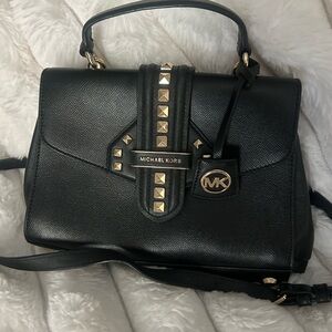 Michael Kors Black Satchel with Gold Accents